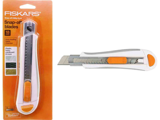 18mm Fiskars 144720 Snap-off Utility Knife - 5 Blades - widgetsupply.com
