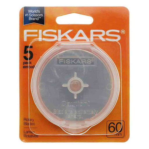 60mm Rotary Cutting Blades - Fiskars 193730-1004 - 5pc - widgetsupply.com