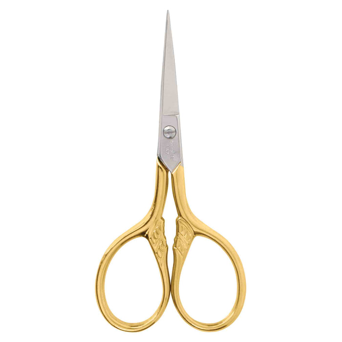 Gingher 220480 - 3 1/2 inch Gold Handled Lion's Tail Embroidery Scissors - widgetsupply.com