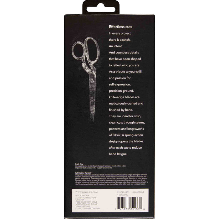 Gingher 220790 - 8 inch Spring Action Knife Edge Dressmakers Shears - widgetsupply.com