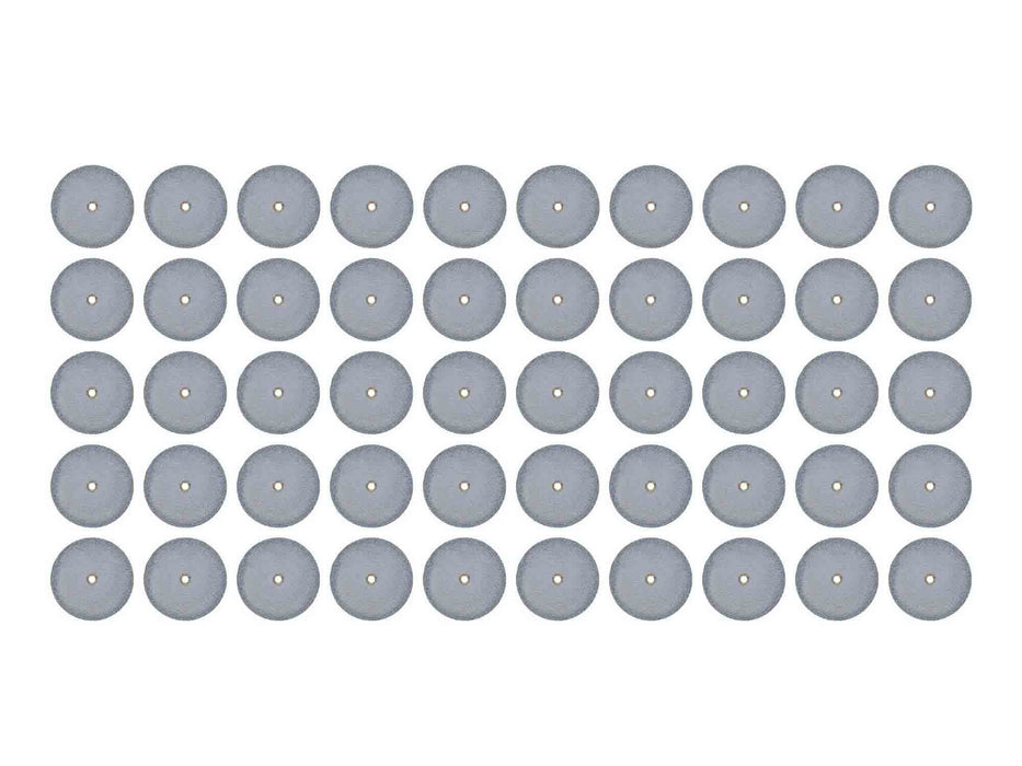 22.2mm - 7/8 x 1/8 inch Grey Heatless Wheels - 50pc  - 1/16 inch hole - widgetsupply.com