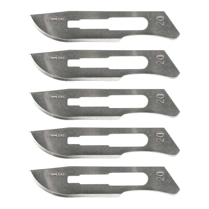 No 20 Stainless Steel Scalpel Blade - Large End - 5pc - widgetsupply.com