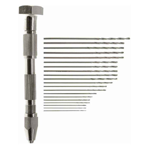Mini Spiral Hand Drill Swivel Pin Vise Twist Drill Bits - 22 Pieces