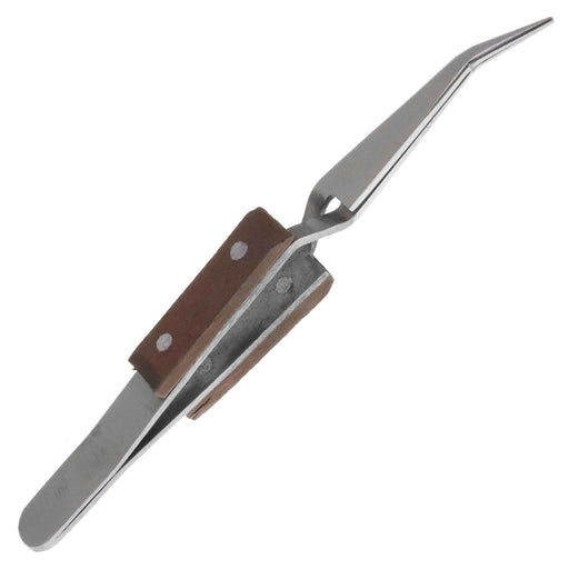 4.5 inch Curved Fine Clamp Tweezer - Fiber Grip - widgetsupply.com