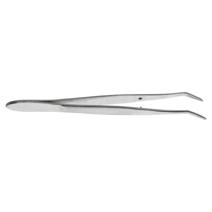 4.5 inch Splinter Tweezer Bent Serrated Medium Tip - Position Pin - widgetsupply.com
