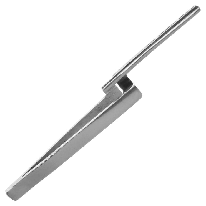 6 inch Offset Stand Clamp Tweezer - Blunt Serrated Tips - widgetsupply.com
