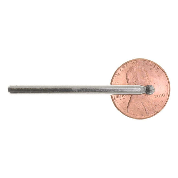 03.1mm 150 Grit Round Diamond Burr - 1/8 inch shank - widgetsupply.com