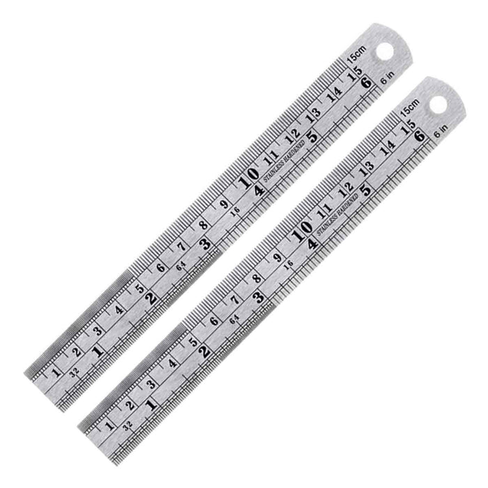 2pc 6 inch / 150mm Stainless Steel Rulers - widgetsupply.com