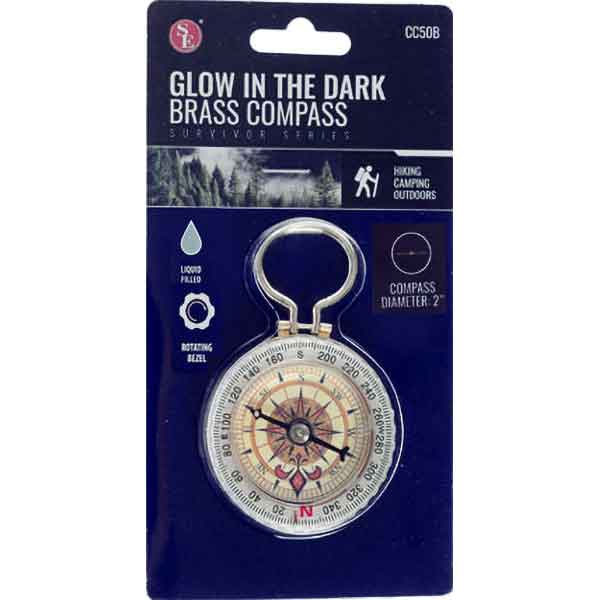 Compass - Brass with Glow in the Dark Bezel - widgetsupply.com