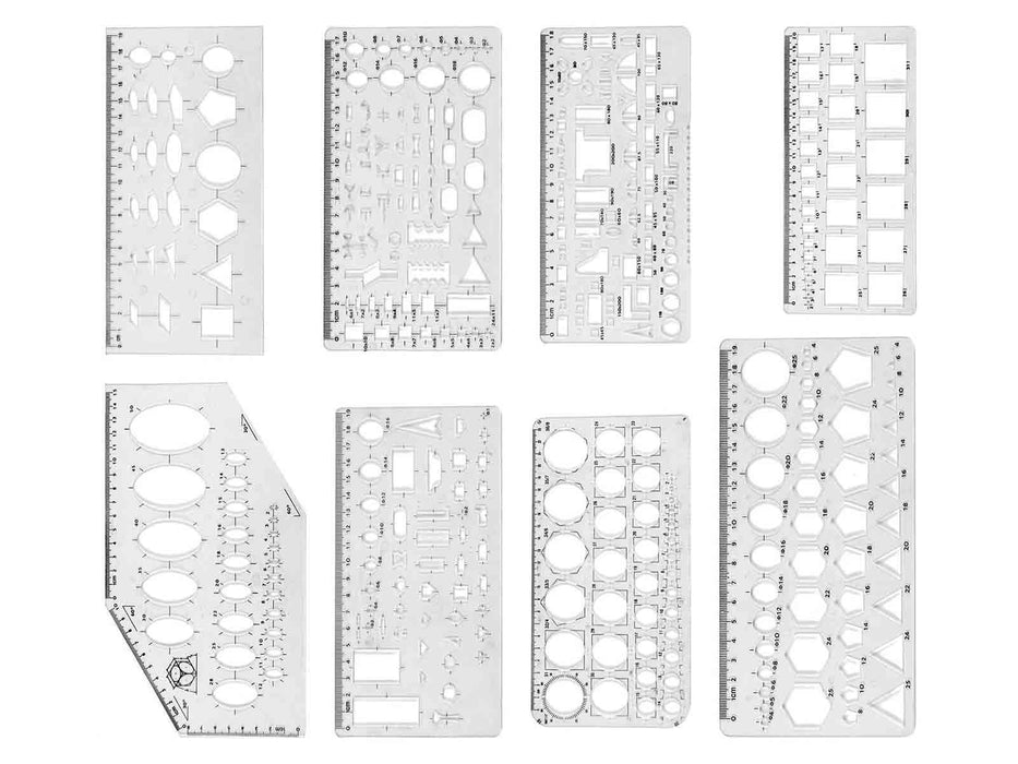 8pc Rigid Drawing Stencil Set - widgetsupply.com