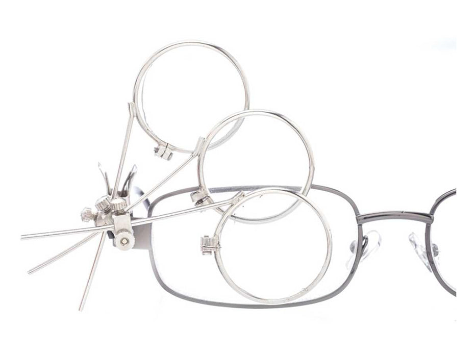 3.3X Triple Lens Clip-On Jeweler's Loopy Eye Loupe for Glasses - Stainless  Steel Frame