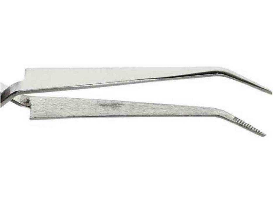 6.25 inch Curved Blunt Serrated Clamp Tweezer - Fiber Grip - widgetsupply.com
